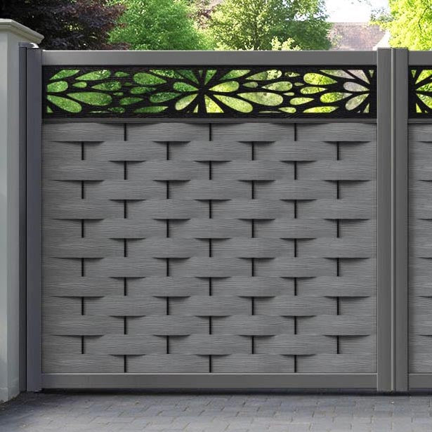 Ripple Blossom Straight Top Driveway Gate - Mid Grey - Top Screen