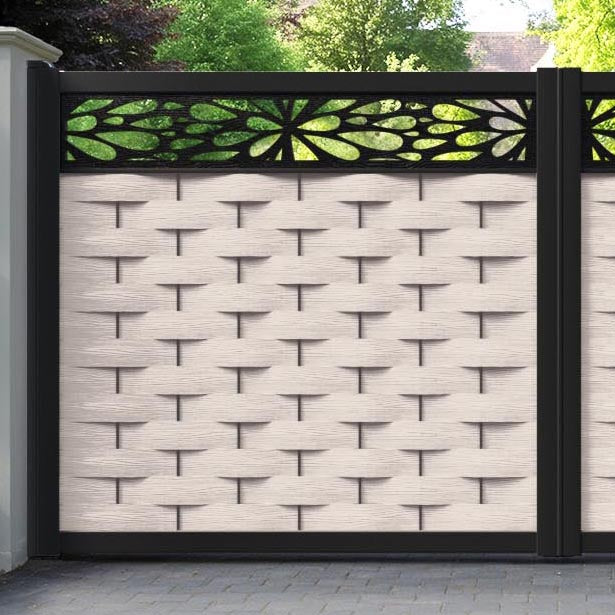 Ripple Blossom Straight Top Driveway Gate - Mid Stone - Top Screen