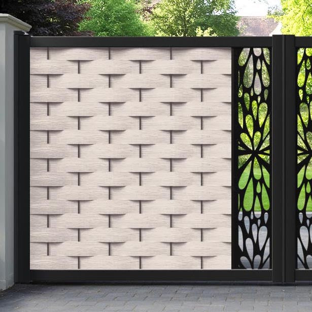 Ripple Blossom Straight Top Driveway Gate - Mid Stone - Middle Screen