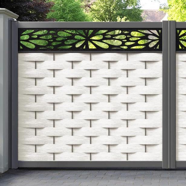 Ripple Blossom Straight Top Driveway Gate - Light Stone - Top Screen