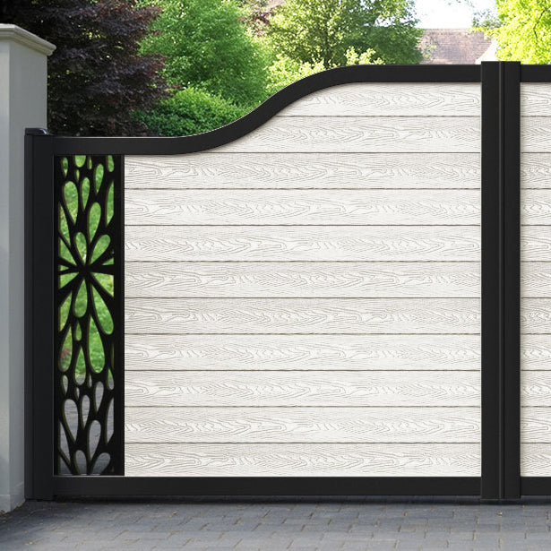 Classic Blossom Curved Top Driveway Gate - Light Stone - End Screen