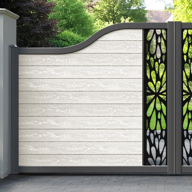 Classic Blossom Curved Top Driveway Gate - Light Stone - Middle Screen