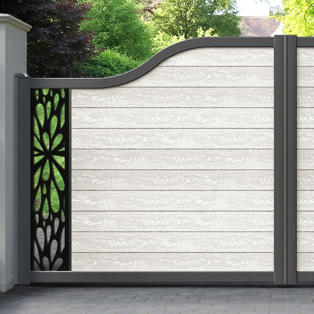 Classic Blossom Curved Top Driveway Gate - Light Stone - End Screen