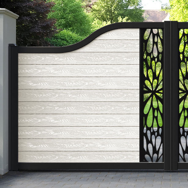 Classic Blossom Curved Top Driveway Gate - Light Stone - Middle Screen