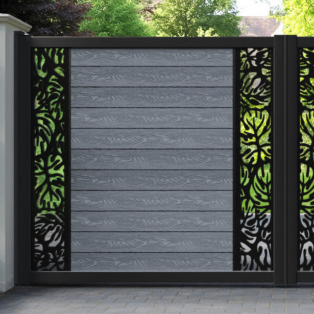 Classic Botanic Straight Top Driveway Gate - Anthracite - Middle & End Screen