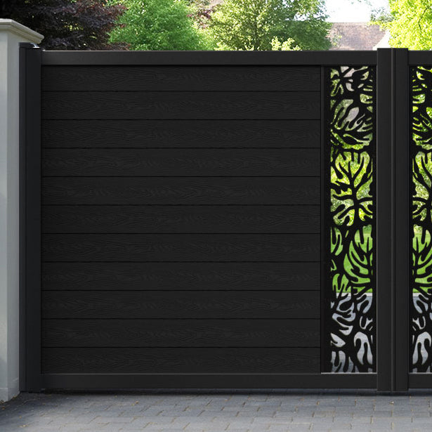 Classic Botanic Straight Top Driveway Gate - Black - Middle Screen