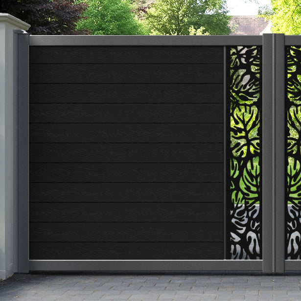 Classic Botanic Straight Top Driveway Gate - Black - Middle Screen