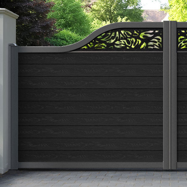 Classic Botanic Curved Top Driveway Gate - Black - Top Screen