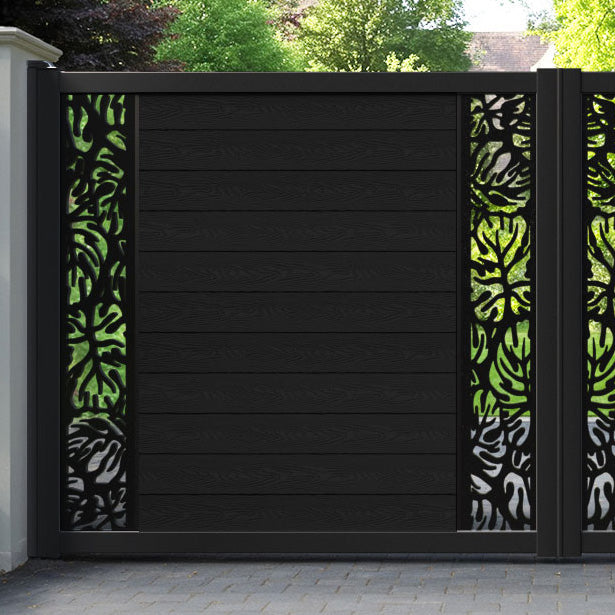 Classic Botanic Straight Top Driveway Gate - Black - Middle & End Screen
