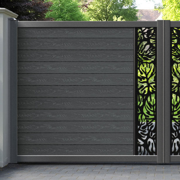 Classic Botanic Straight Top Driveway Gate - Dark Grey - Middle Screen