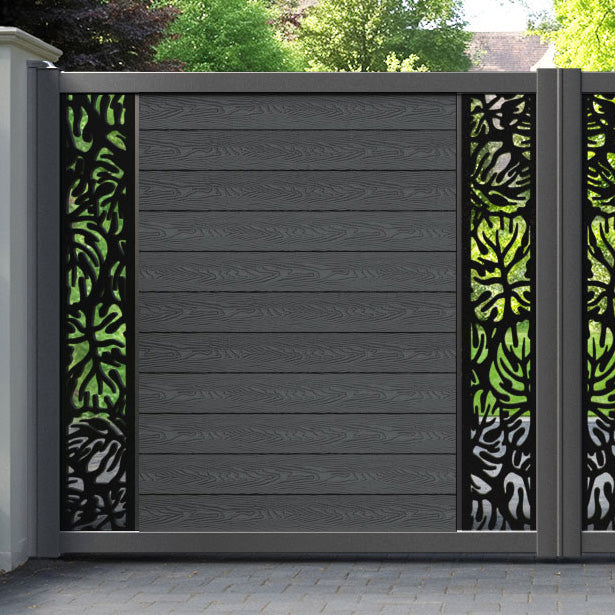 Classic Botanic Straight Top Driveway Gate - Dark Grey - Middle & End Screen