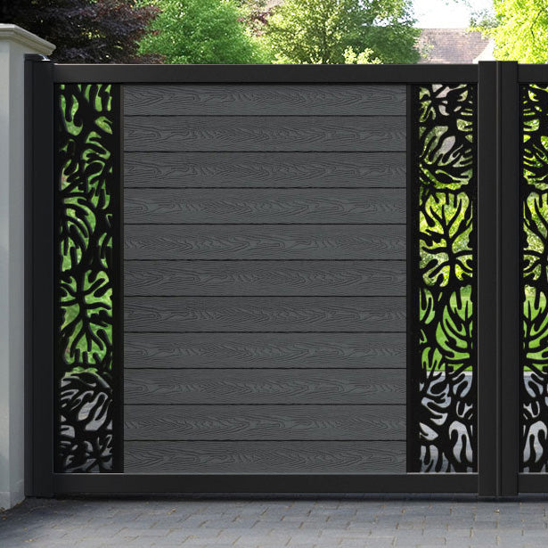 Classic Botanic Straight Top Driveway Gate - Dark Grey - Middle & End Screen
