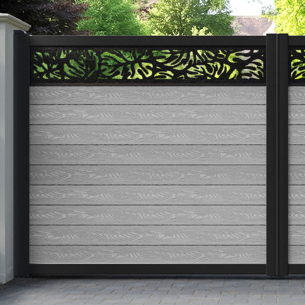 Classic Botanic Straight Top Driveway Gate - Light Grey - Top Screen