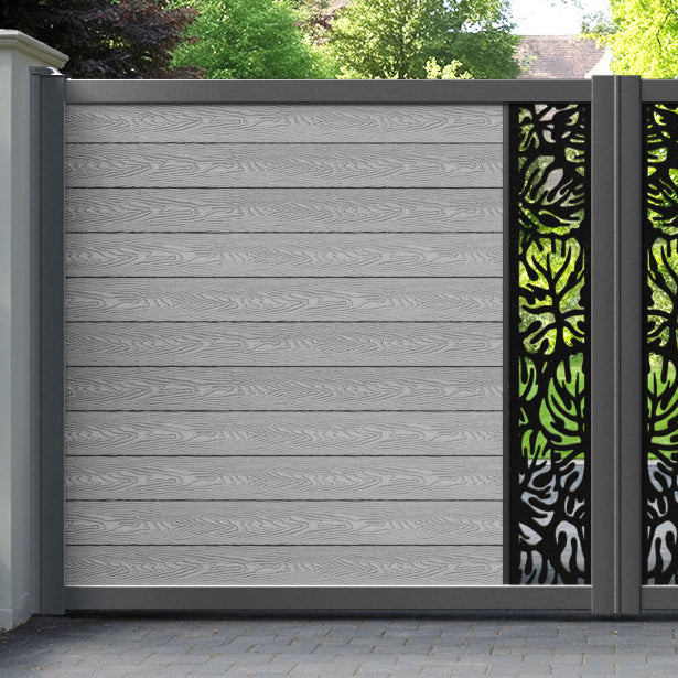 Classic Botanic Straight Top Driveway Gate - Light Grey - Middle Screen