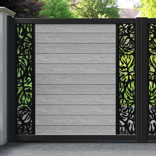 Classic Botanic Straight Top Driveway Gate - Light Grey - Middle & End Screen