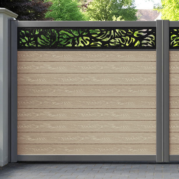 Classic Botanic Straight Top Driveway Gate - Light Oak - Top Screen