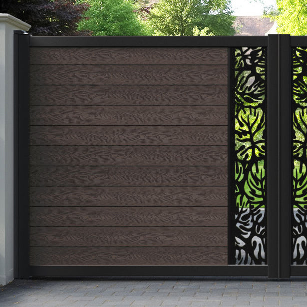 Classic Botanic Straight Top Driveway Gate - Mid Brown - Middle Screen