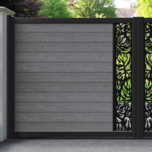 Classic Botanic Straight Top Driveway Gate - Mid Grey - Middle Screen
