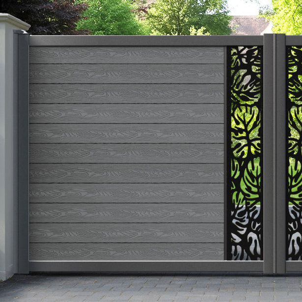 Classic Botanic Straight Top Driveway Gate - Mid Grey - Middle Screen