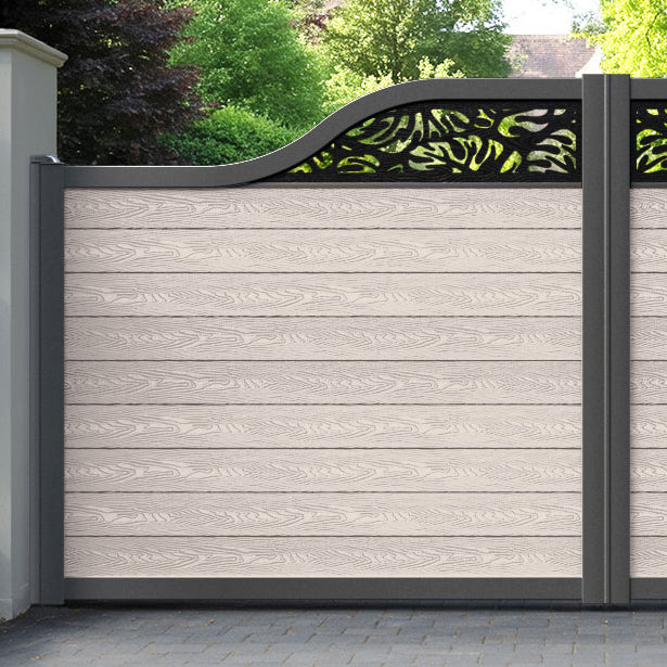 Classic Botanic Curved Top Driveway Gate - Mid Stone - Top Screen