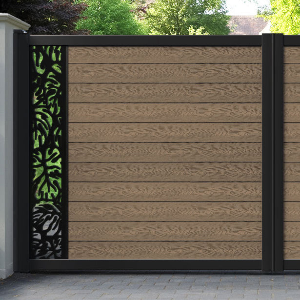 Classic Botanic Straight Top Driveway Gate - Teak - End Screen