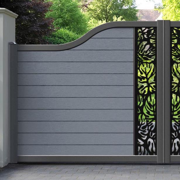 Fusion Botanic Curved Top Driveway Gate - Anthracite - Middle Screen