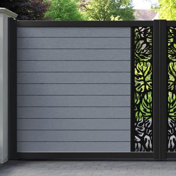 Fusion Botanic Straight Top Driveway Gate - Anthracite - Middle Screen