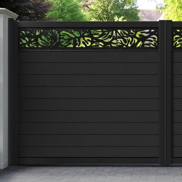 Fusion Botanic Straight Top Driveway Gate - Black - Top Screen