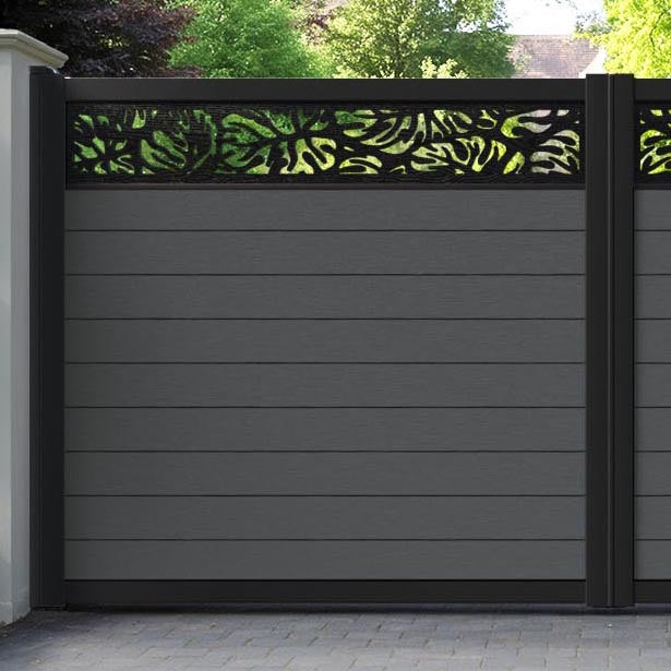 Fusion Botanic Straight Top Driveway Gate - Dark Grey - Top Screen
