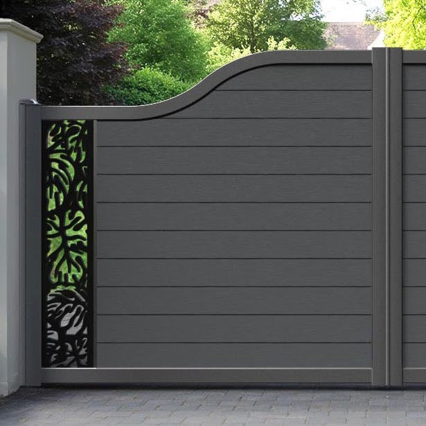 Fusion Botanic Curved Top Driveway Gate - Dark Grey - End Screen