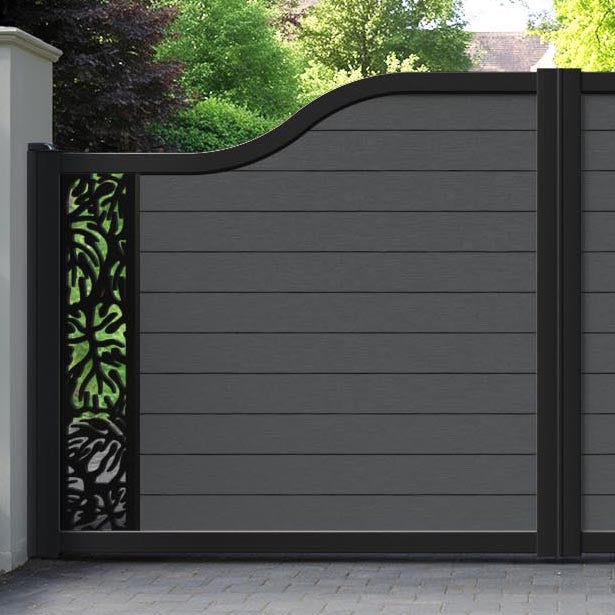 Fusion Botanic Curved Top Driveway Gate - Dark Grey - End Screen