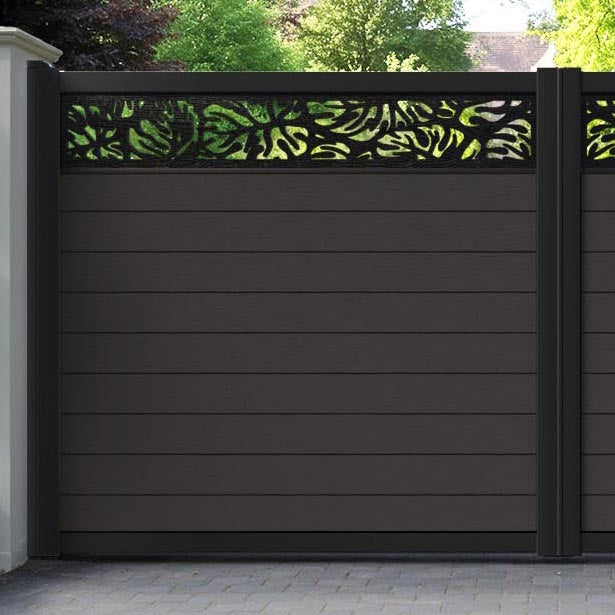 Fusion Botanic Straight Top Driveway Gate - Dark Oak - Top Screen