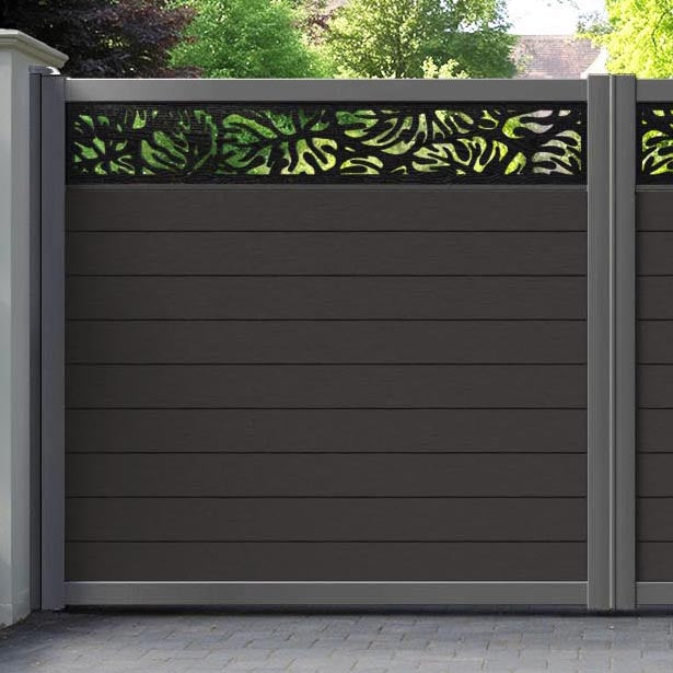 Fusion Botanic Straight Top Driveway Gate - Dark Oak - Top Screen