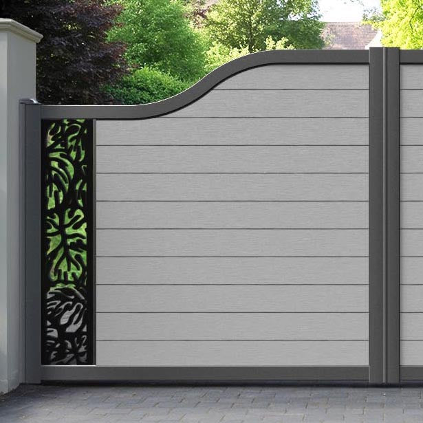 Fusion Botanic Curved Top Driveway Gate - Light Grey - End Screen