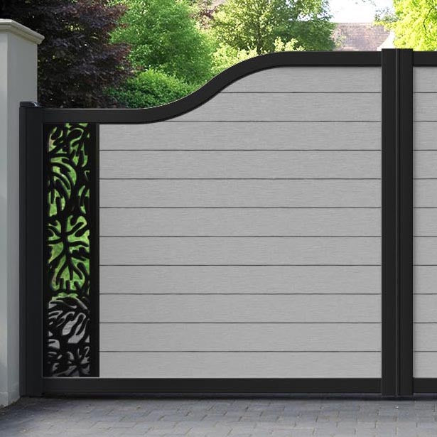 Fusion Botanic Curved Top Driveway Gate - Light Grey - End Screen