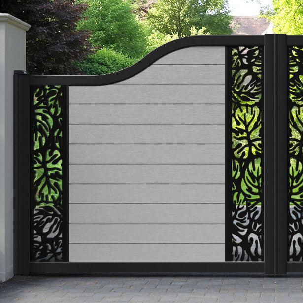 Fusion Botanic Curved Top Driveway Gate - Light Grey - Middle & End Screen