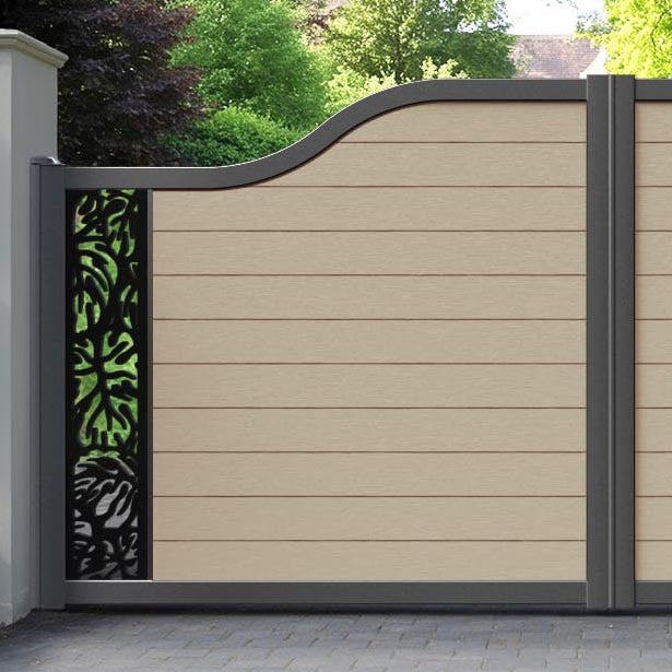 Fusion Botanic Curved Top Driveway Gate - Light Oak - End Screen