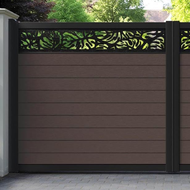 Fusion Botanic Straight Top Driveway Gate - Mid Brown - Top Screen