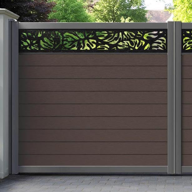 Fusion Botanic Straight Top Driveway Gate - Mid Brown - Top Screen