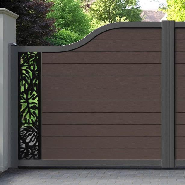 Fusion Botanic Curved Top Driveway Gate - Mid Brown - End Screen
