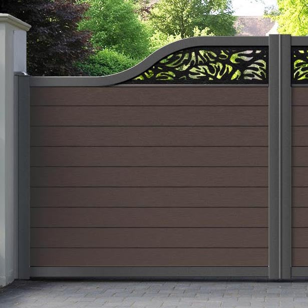 Fusion Botanic Curved Top Driveway Gate - Mid Brown - Top Screen