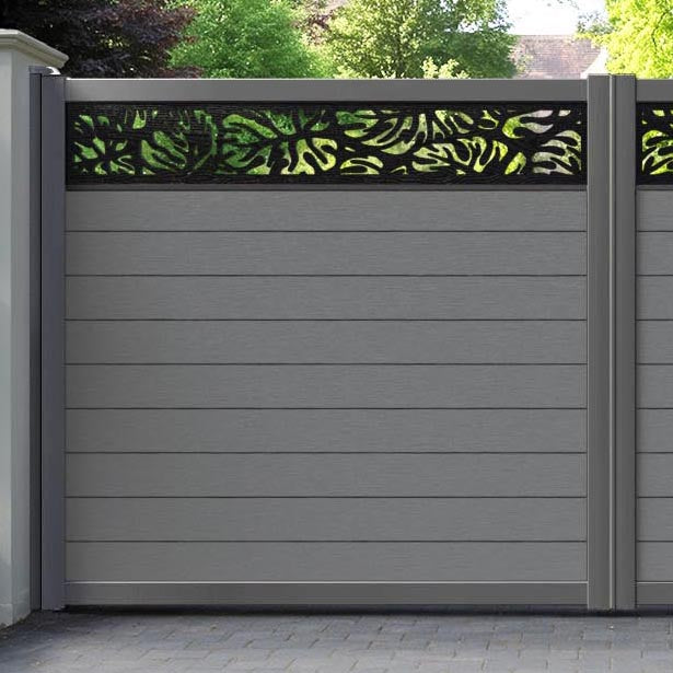 Fusion Botanic Straight Top Driveway Gate - Mid Grey - Top Screen