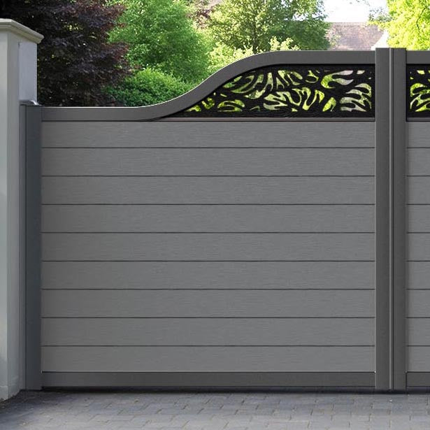 Fusion Botanic Curved Top Driveway Gate - Mid Grey - Top Screen