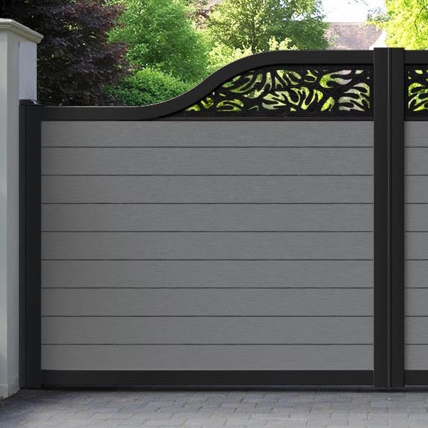 Fusion Botanic Curved Top Driveway Gate - Mid Grey - Top Screen