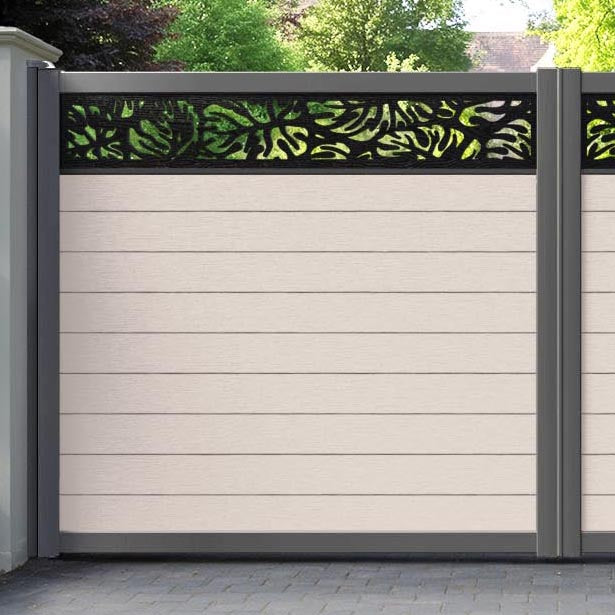Fusion Botanic Straight Top Driveway Gate - Mid Stone - Top Screen