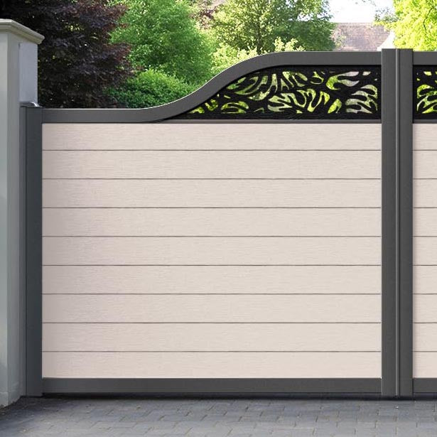 Fusion Botanic Curved Top Driveway Gate - Mid Stone - Top Screen