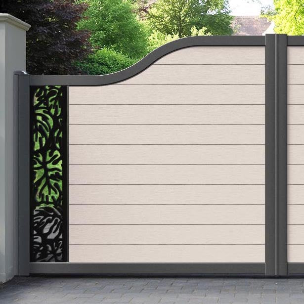 Fusion Botanic Curved Top Driveway Gate - Mid Stone - End Screen