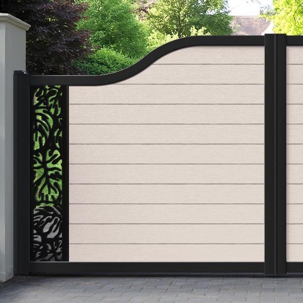 Fusion Botanic Curved Top Driveway Gate - Mid Stone - End Screen