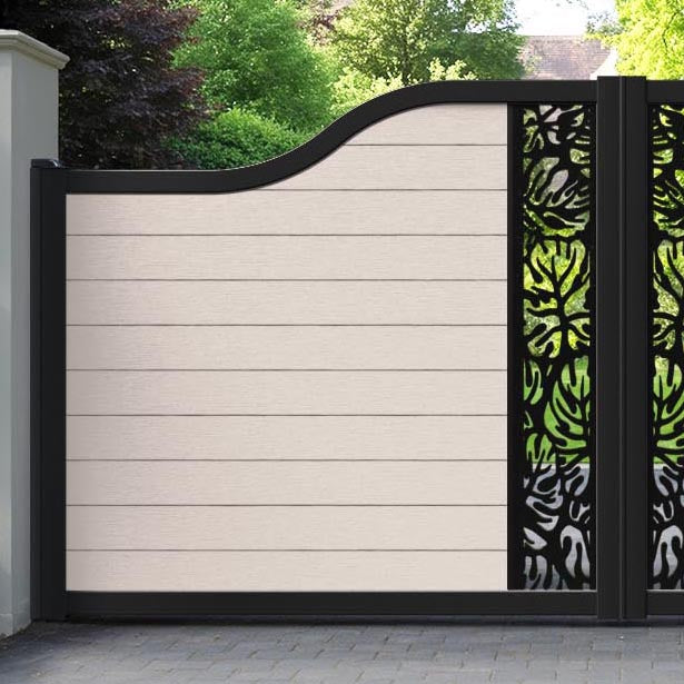 Fusion Botanic Curved Top Driveway Gate - Mid Stone - Middle Screen
