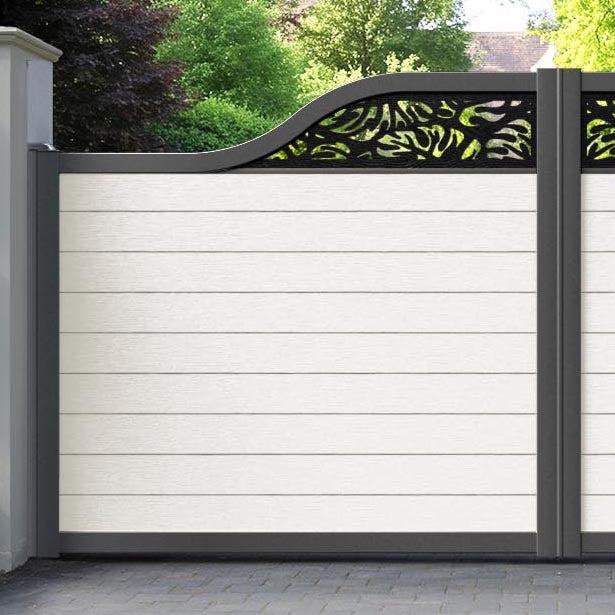 Fusion Botanic Curved Top Driveway Gate - Light Stone - Top Screen